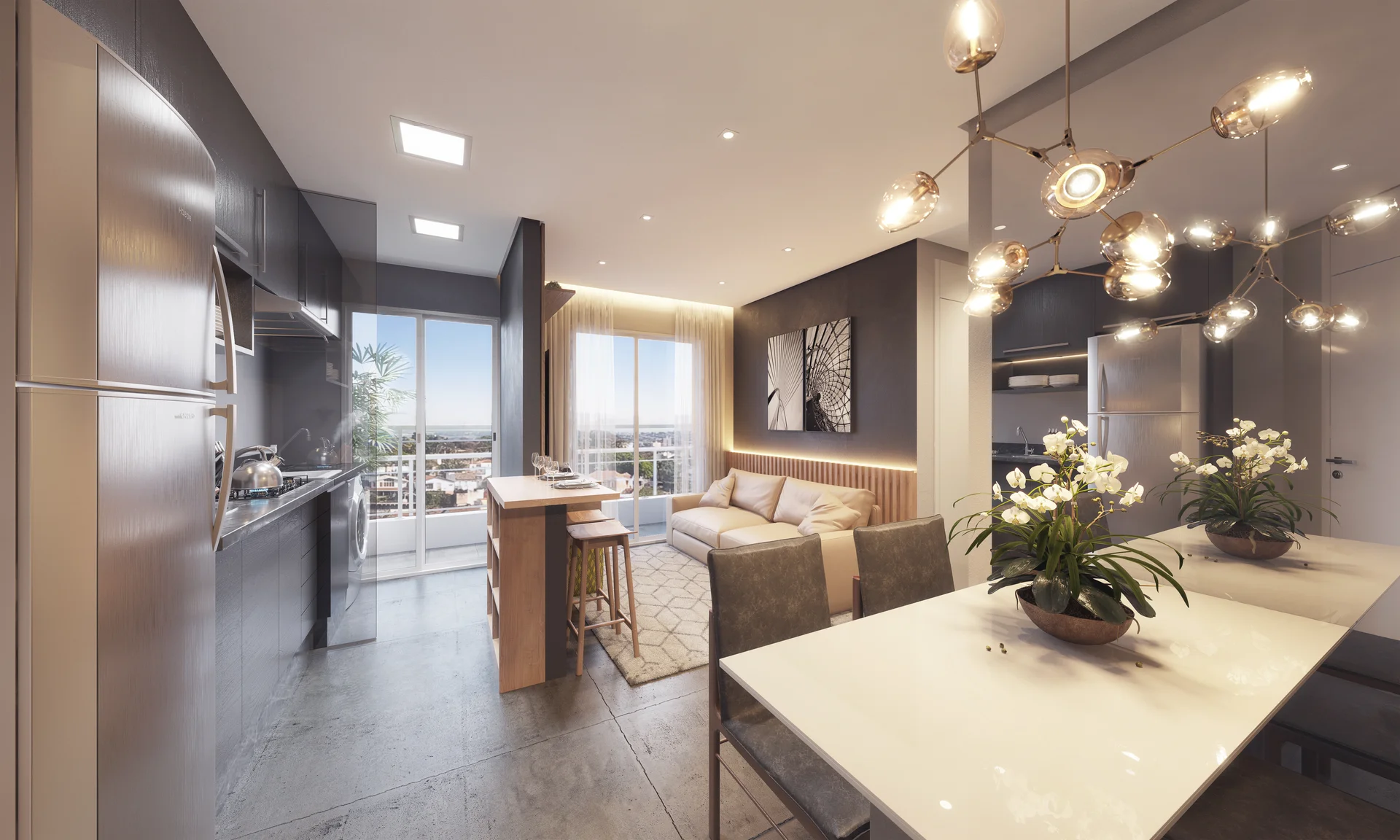 Living do apartamento decorado